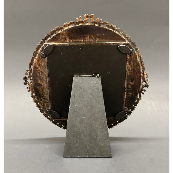 Victorian Gothic Style Ornate Cast Metal Photo Frame & Votive Candle Holder Set - Picture 2 of 4